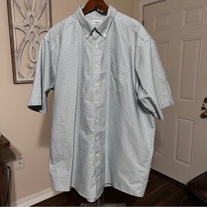 18 Tall L.L. Bean Traditional Fit Button Down Shirt Short Sleeve‎ Green Blue